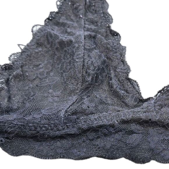 Gilly Hicks Top Womens XSmall Black Halter Bralette Lace V Neck Open Back Boho - Picture 13 of 16